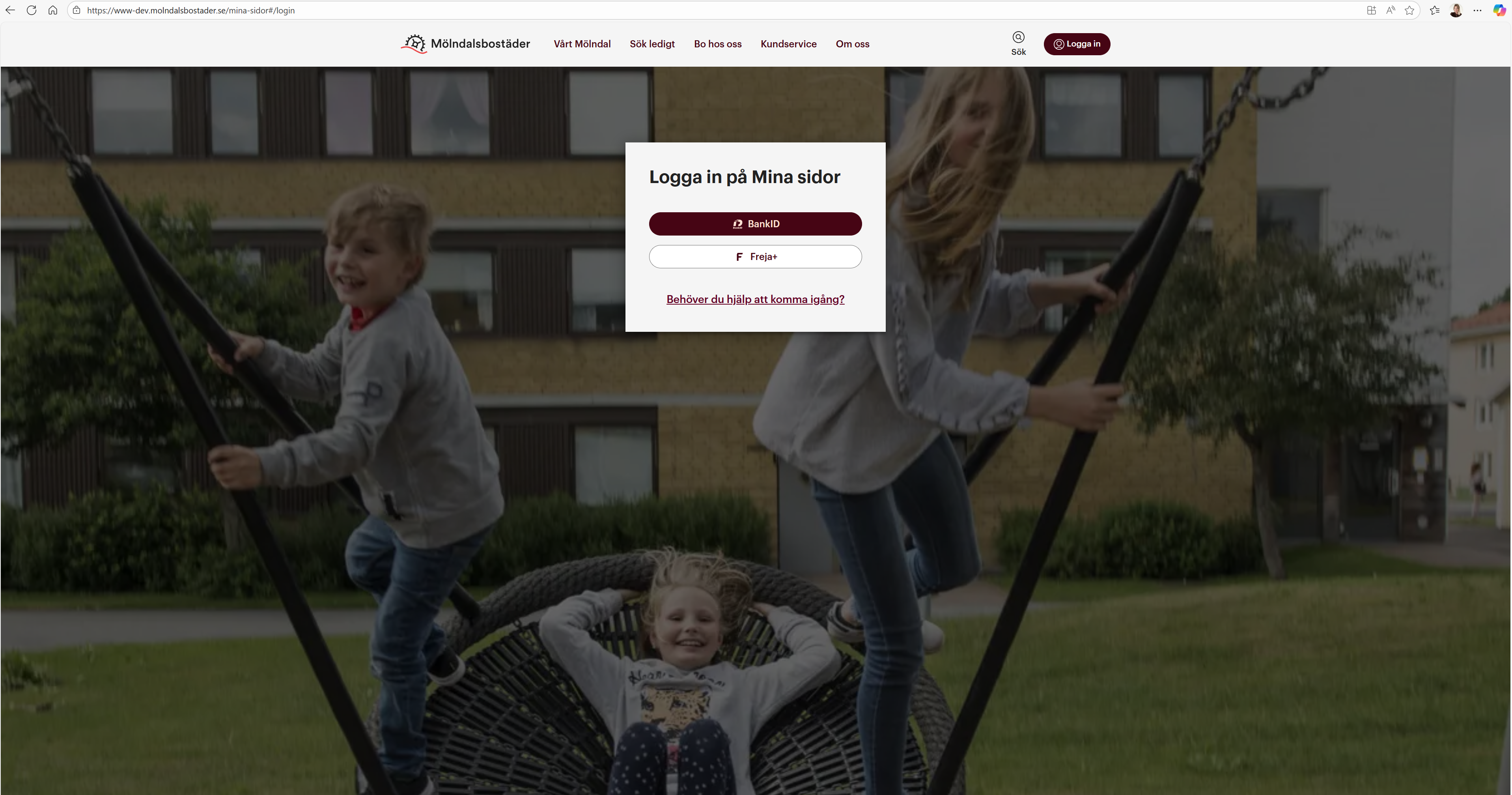 Inloggningssidan till Mina sidor